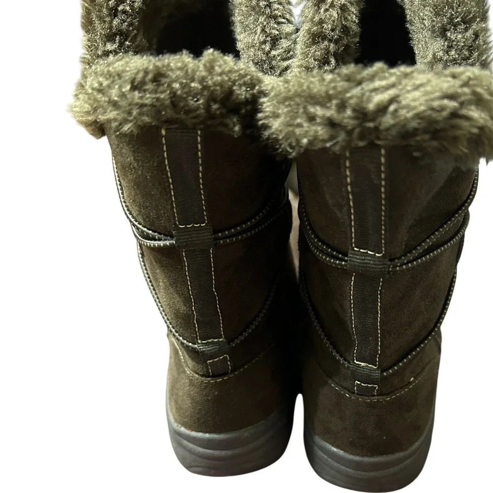 Croft & Barrow Brown Suede Faux Fur Winter Boots Holly Womens Sz‎ 9.5 Medium